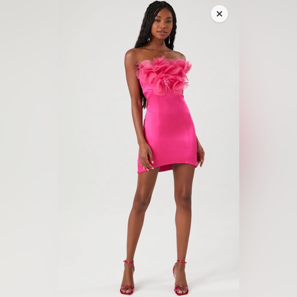 Hot pink strapless dress